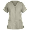 thumbnail image 1 of Panda Uniform by HeedFit Unisex Two-Pocket Button-Front Scrub Top – 6XL Khaki, 1 of 4