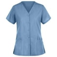 thumbnail image 1 of Panda Uniform by HeedFit Unisex Two-Pocket Button-Front Scrub Top – 8XL Ceil Blue, 1 of 4