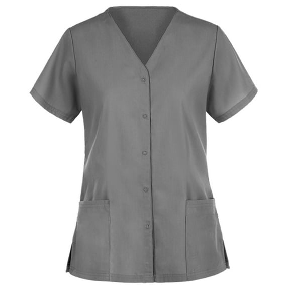 Panda Uniform by HeedFit Unisex Two-Pocket Button-Front Scrub Top – S Charcoal