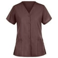 thumbnail image 1 of Panda Uniform by HeedFit Unisex Two-Pocket Button-Front Scrub Top – XS Chocolate, 1 of 4