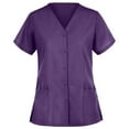 thumbnail image 1 of Panda Uniform by HeedFit Unisex Two-Pocket Button-Front Scrub Top – XXS Purple, 1 of 4