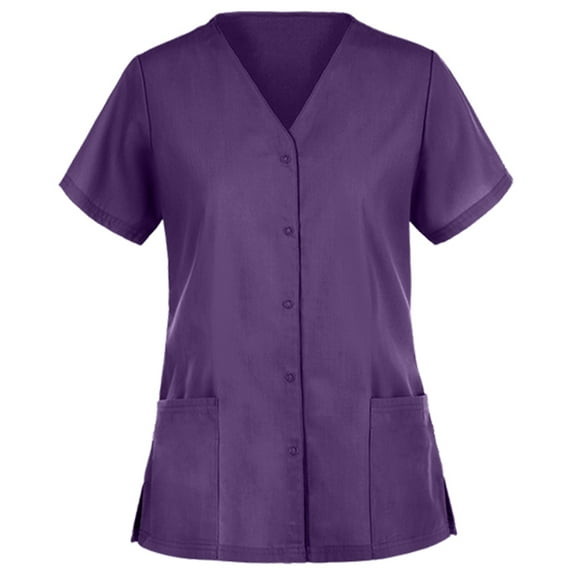 Panda Uniform by HeedFit Unisex Two-Pocket Button-Front Scrub Top – XXS Purple