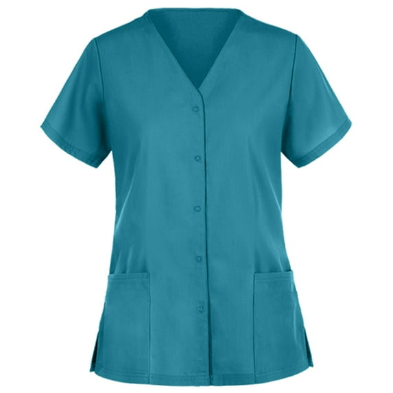 Panda Uniform by HeedFit Unisex Two-Pocket Button-Front Scrub Top – XXS Teal