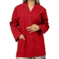 thumbnail image 1 of Panda Uniform by HeedFit Women's 32" Medical Lab Coat, Snap Front, Notched Lapel, 10XL, Red, 1 of 6