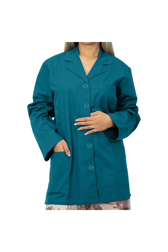 Panda Uniform by HeedFit Women's 32" Medical Lab Coat, Snap Front, Notched Lapel, 2XL, Teal
