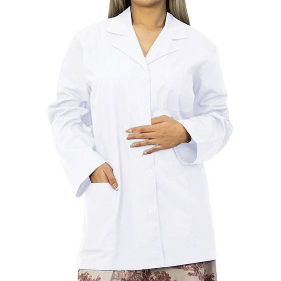 Panda Uniform by HeedFit Women's 32" Medical Lab Coat, Snap Front, Notched Lapel, 7XL, White