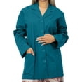 thumbnail image 1 of Panda Uniform by HeedFit Women's 32" Medical Lab Coat, Snap Front, Notched Lapel, XXS, Teal, 1 of 6
