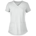thumbnail image 1 of Panda Uniform by HeedFit Women’s Hem V-Neck Stretchable Scrub Top – 10XL White, 1 of 4