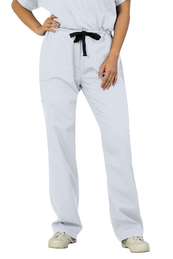 Panda Uniform by HeedFit Women’s Single Pocket Flare Leg Scrub Pants, White, 8XL