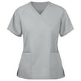 thumbnail image 1 of Panda Uniform by HeedFit Women’s V-Neck Scrub Top, Polycotton, 2XL, Grey, 1 of 4