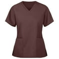 thumbnail image 1 of Panda Uniform by HeedFit Women’s V-Neck Scrub Top, Polycotton, 3XL, Chocolate, 1 of 4