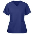 thumbnail image 1 of Panda Uniform by HeedFit Women’s V-Neck Scrub Top, Polycotton, L, Navy, 1 of 4