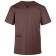 thumbnail image 1 of Panda Uniform by HeedFit Women's V-Neck Scrub Top – Two Patch Pockets, 6XL, Chocolate, 1 of 4