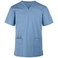 thumbnail image 1 of Panda Uniform by HeedFit Women’s V-Neck Scrub Top, Two Patch Pockets, 7XL, Ceil Blue, 1 of 4