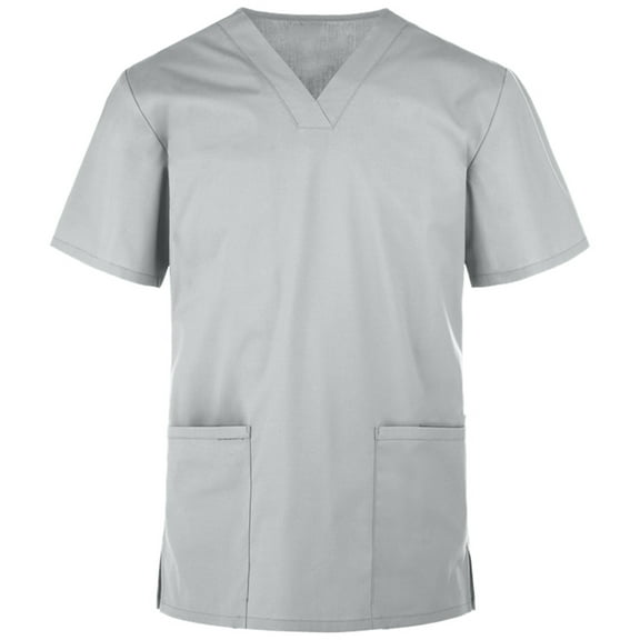 Panda Uniform by HeedFit Women’s V-Neck Scrub Top, Two Patch Pockets, L, Grey