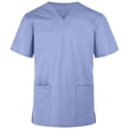 thumbnail image 1 of Panda Uniform by HeedFit Women’s V-Neck Scrub Top, Two Patch Pockets, S, Sky Blue, 1 of 4