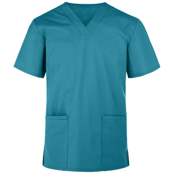 Panda Uniform by HeedFit Women’s V-Neck Scrub Top, Two Patch Pockets, S, Teal