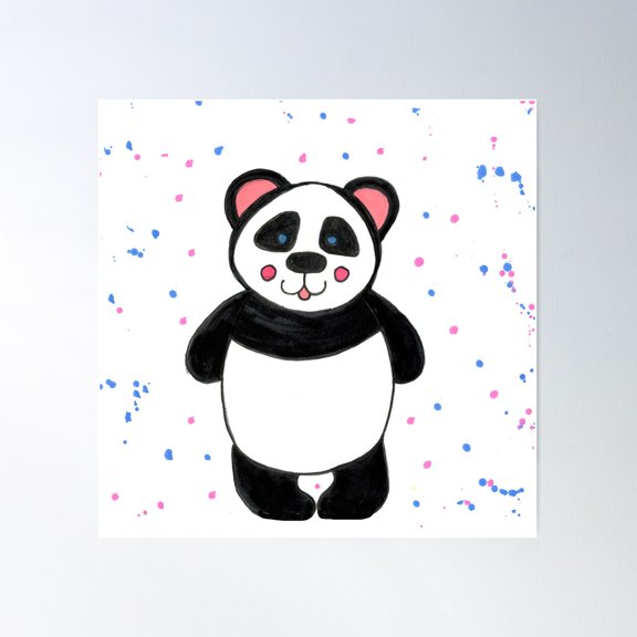 Panda Unusual Animal Childrens Collection Poster Wall Art, Modern Wall Decor For Living Room Bedroom, 30x30 UNFRAMED