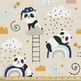 thumbnail image 1 of Ambesonne Panda Fabric by the Yard Upholstery, Sleeping Pandas and Rainbows, 3 Yards, Multicolor, 1 of 4