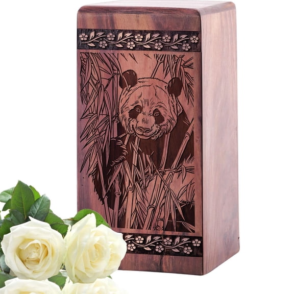 Panda Urn - Wooden Urns For Human Ashes Full Size - Cremation Urns For Mom Ahes - Funeral Keepsake Urns - 11.25Inch, Large Size - 1Pcs Pack