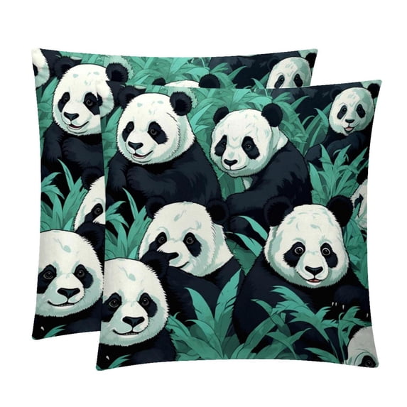 Panda Velvet Throw Pillow Covers Set of 2 - Unique Patterns, 16x16/18x18/20x20 Inches,for Home Decor, Sofa, Bed - Pillow Inserts Included