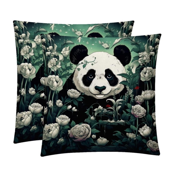 Panda Velvet Throw Pillow Covers with Unique Patterns - Set of 2 Throw Pillow Inserts Included for Home Decor, 16x16, 18x18, 20x20 Inches