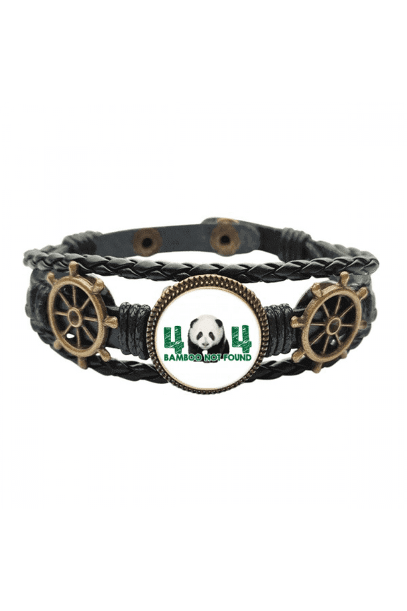 Panda Walking Children Leather Braided Ocean Bracelet Wristband