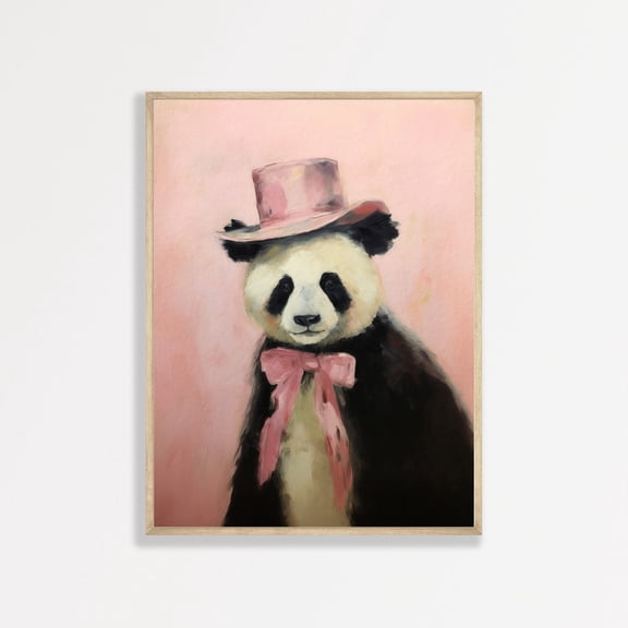 Panda Wall Art Print, Retro Pastel Room Home Decor
