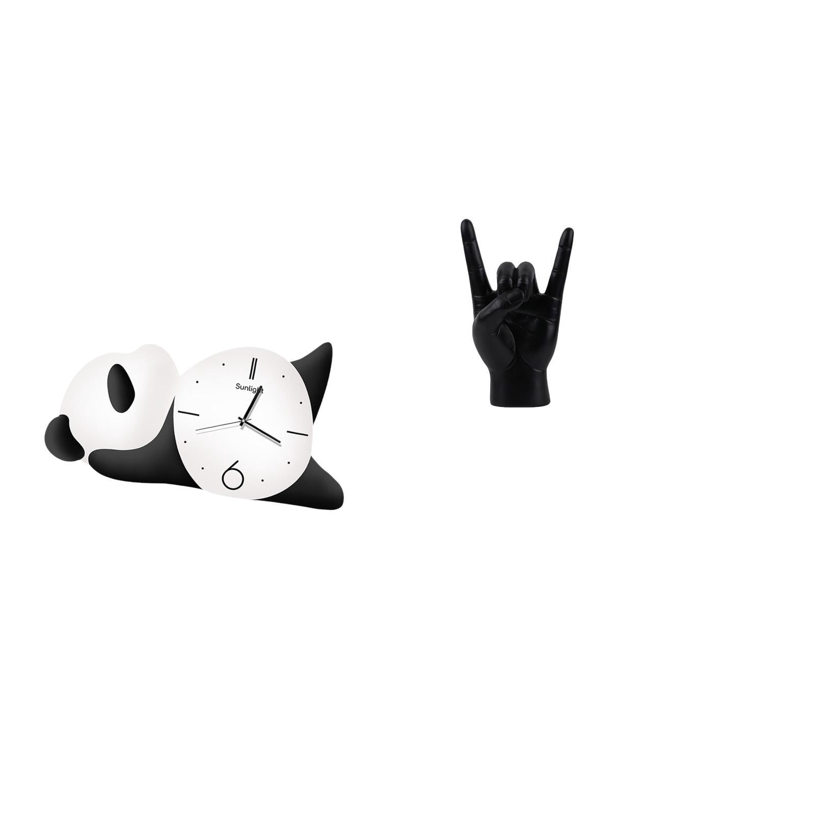 Hand Clock Panda Panda Wall Clock Rock Hand Gesture Statue Resin Glass Density Board ...