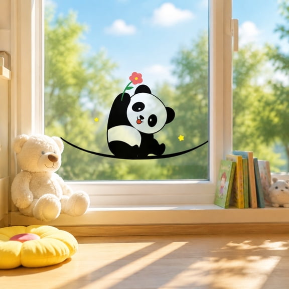 Panda Wall Sticker, Window Decal, Glass Door Decor Cute Removable PVC Adhesive Decals For Home Bedroom Kitchen