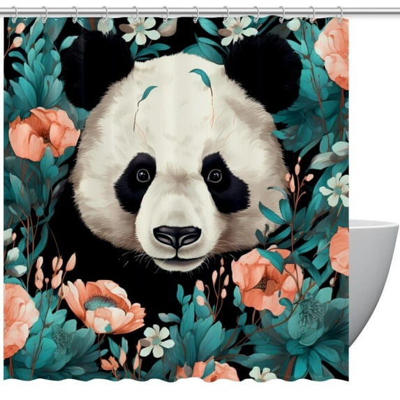 Panda Waterproof Shower Curtain Set with Hooks, Printed Bathroom Decoration - Shower Curtain Sets and Curtain Sets with Stunning Designs for Your Bathroom Décor