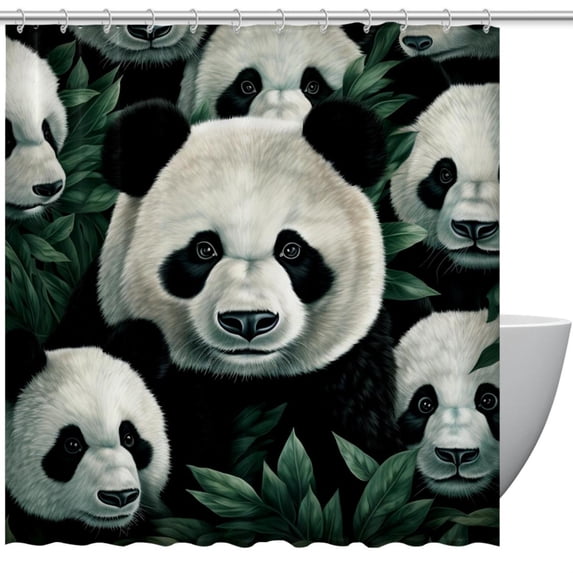 Panda Waterproof Shower Curtain Set with Hook, Printed Design for Bathroom Decoration - Shower Curtain Sets