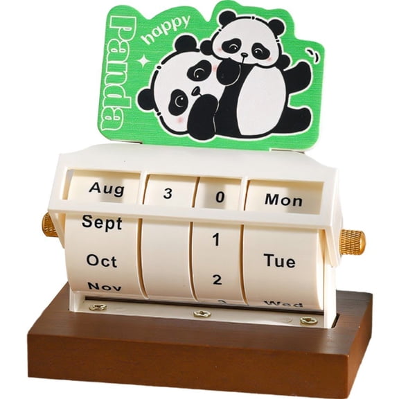Panda Wheel Perpetual Calendar Wooden Perpetual Calendar Office Desktop Reminder Mini Cartoon Ornament