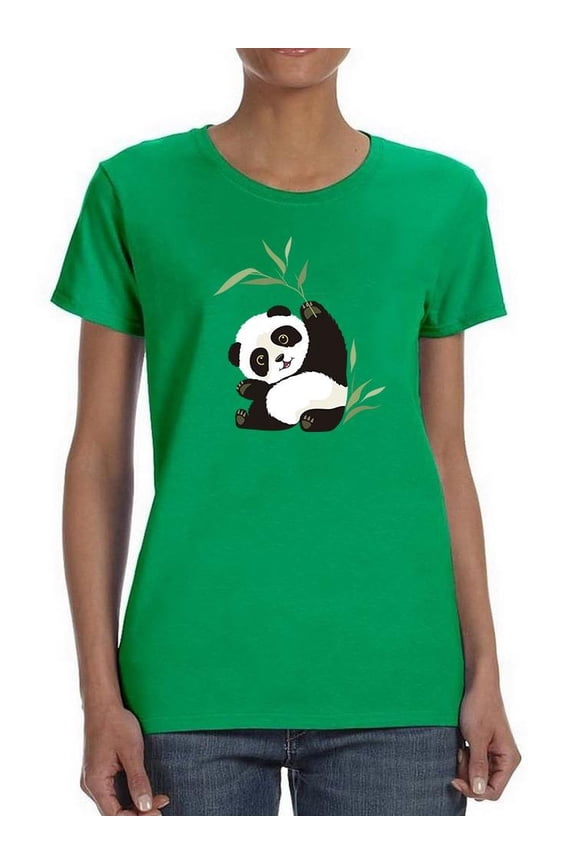 Panda With Bamboo Leaves T-Shirt Women -Image by Shutterstock, Female x-Large