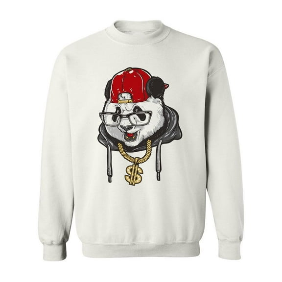 Panda With Gold Necklace And Cap Sweatshirt Men -Image by Shutterstock, Male 4X-Large