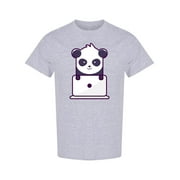Panda With Laptop T-Shirt Men -Image by Shutterstock, Male 3X-Large