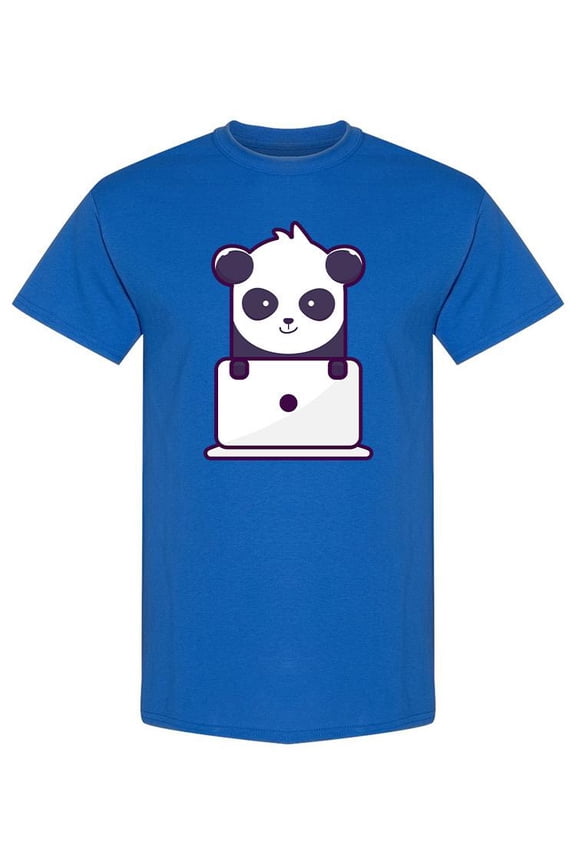 Panda With Laptop T-Shirt Men -Image by Shutterstock, Male Large