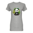 thumbnail image 1 of Panda With Palm Leaves Design Shaped T-Shirt Women -Image by Shutterstock, Female Large, 1 of 2