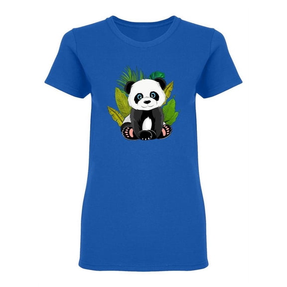 Panda With Palm Leaves Design Shaped T-Shirt Women -Image by Shutterstock, Female Large