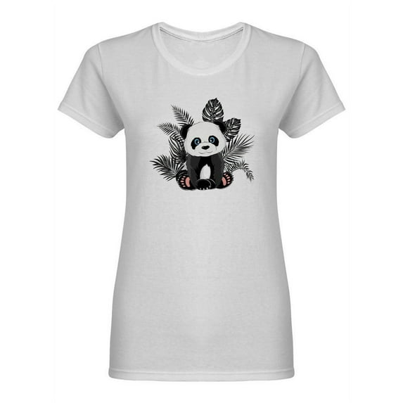 Panda With Palm Leaves Shaped T-Shirt Women -Image by Shutterstock, Female Large