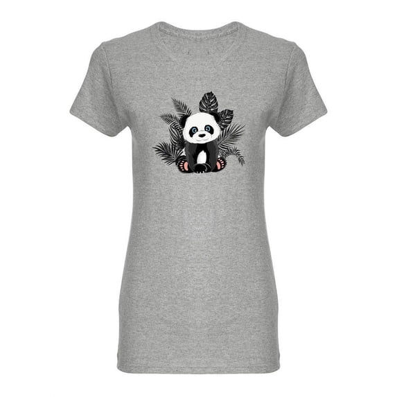 Panda With Palm Leaves Shaped T-Shirt Women -Image by Shutterstock, Female Small