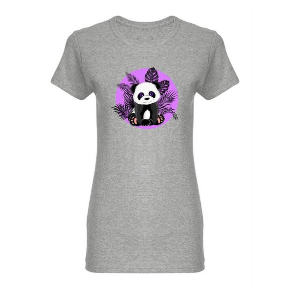 Panda With Purple Palm Leaves Shaped T-Shirt Women -Image by Shutterstock, Female Small