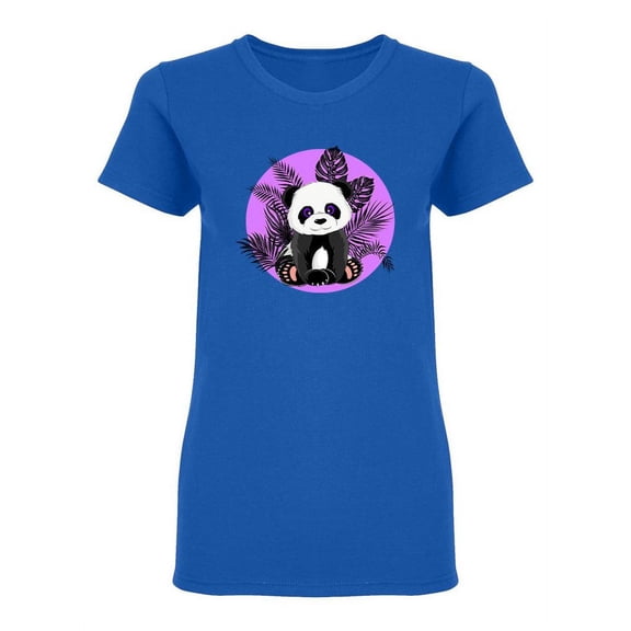 Panda With Purple Palm Leaves Shaped T-Shirt Women -Image by Shutterstock, Female XX-Large