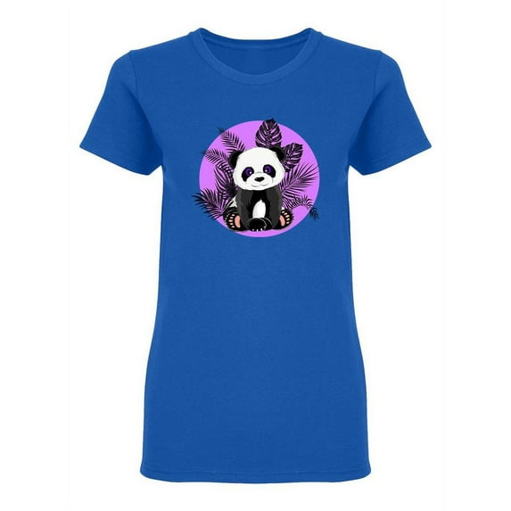 Panda With Purple Palm Leaves Shaped T-Shirt Women -Image by Shutterstock, Female x-Large