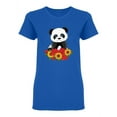 thumbnail image 1 of Panda With Roses And Sunflowers Shaped T-Shirt Women -Image by Shutterstock, Female Small, 1 of 2