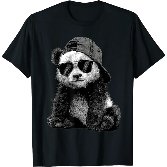 Panda With Sunglasses Motif Animal Panda Bear T-Shirt - Walmart.com