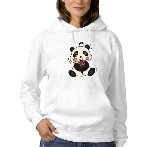 Panda With Tulips Hoodie Women -SPIdeals Designs, Female 4X-Large
