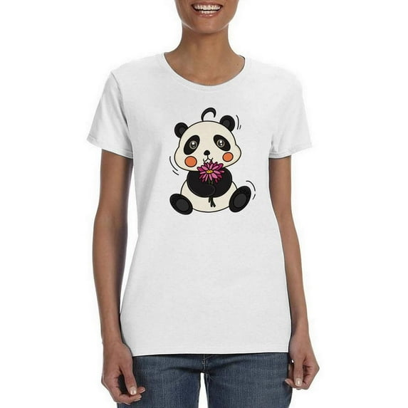 Panda With Tulips T-Shirt Women -SPIdeals Designs, Female 4X-Large