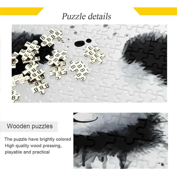 Panda Wooden Jigsaw Puzzles, Intellectual Entertainment Educational Puzzles Fun Family Game Creative Gift for Friends Parents Grandparents, 500 Pieces