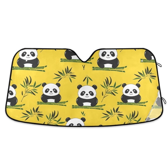 Panda and Bamboo Car Windshield Sun Shade Foldable Car Front Window Visor Heat and UV Protection 53x23.5